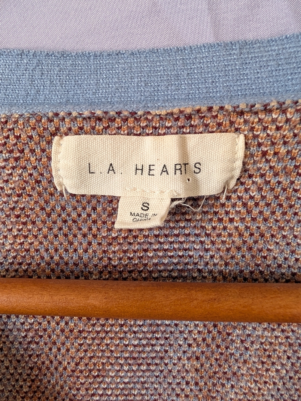LA Hearts Light Blue  Wave-Pattern Cropped Cardigan Sweater - Picture 6 of 6